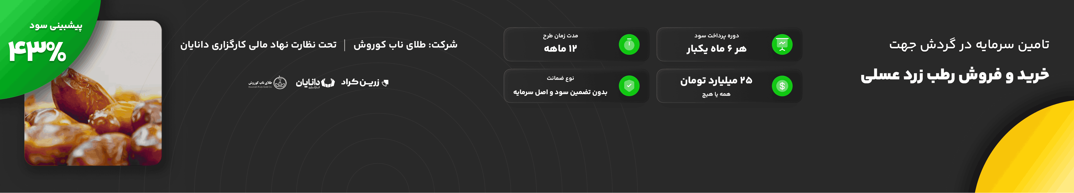 تأمین سرمایه در گردش جهت خرید و فروش رطب زرد عسلی